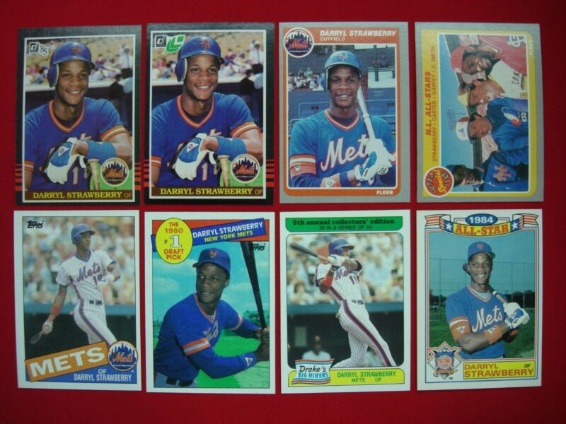 Collection of eight (8) second-year baseball cards of Darryl Strawberry