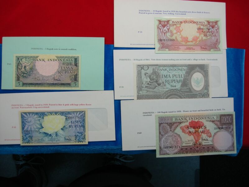 Vintage Indonesia Banknotes Collection (5 Pcs)