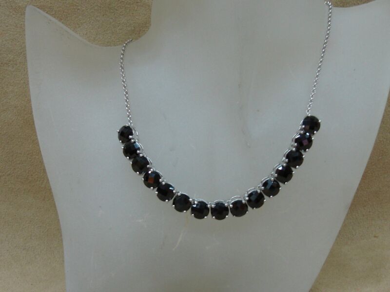 Sterling silver onyx choker necklace with faceted stones