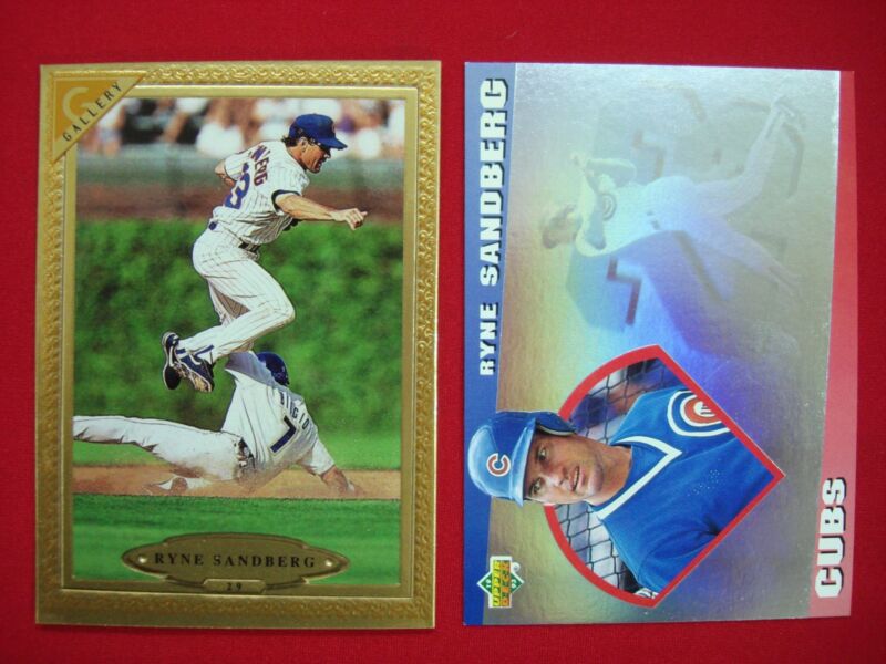 Ryne Sandberg baseball card lot featuring a 1993 Upper Deck Diamond Gallery #8 hologram and a 1997 Topps Gallery #29