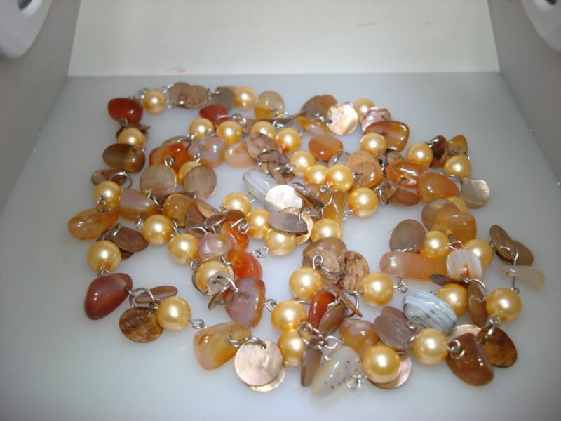 Vintage quartz, mother-of-pearl, and faux pearl necklace