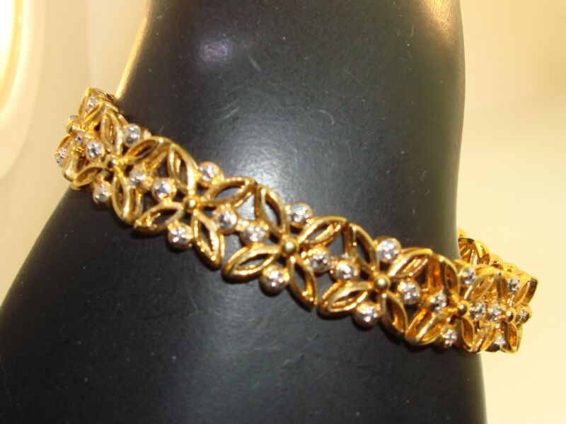 Genuine diamond accent 14k gold plated bracelet, new old stock
