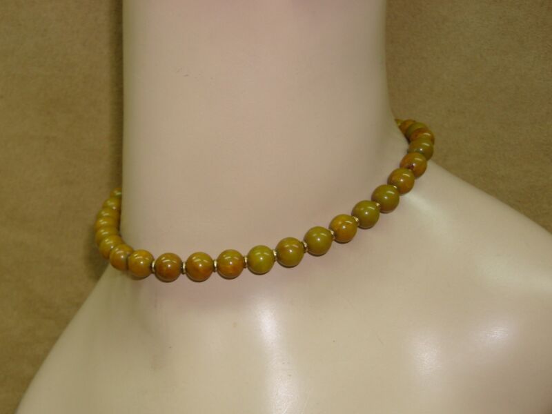 Vintage Napier green lucite bead choker necklace, estate find