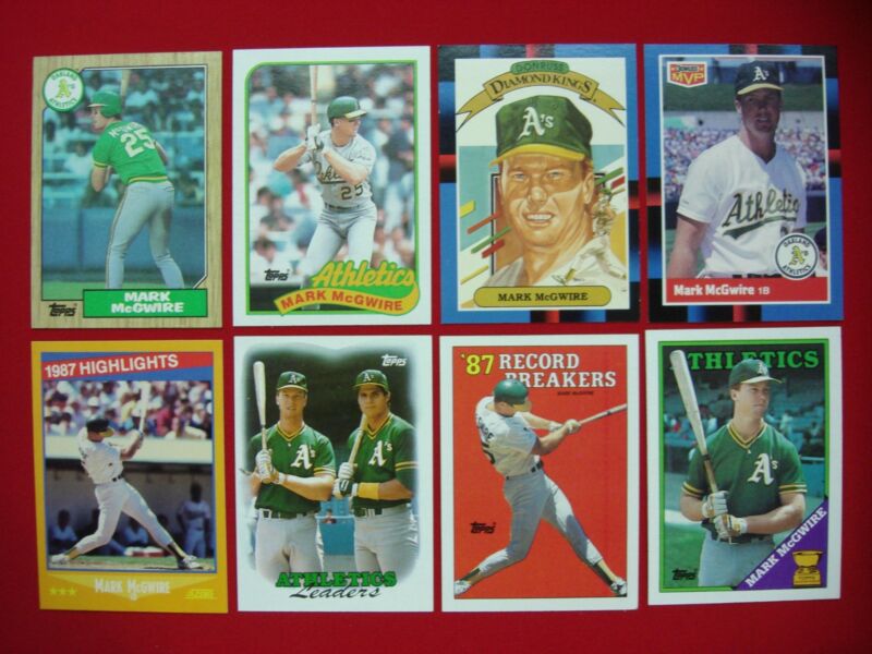 Mark McGwire Oakland A's baseball card lot from 1987, 1988, and 1989
