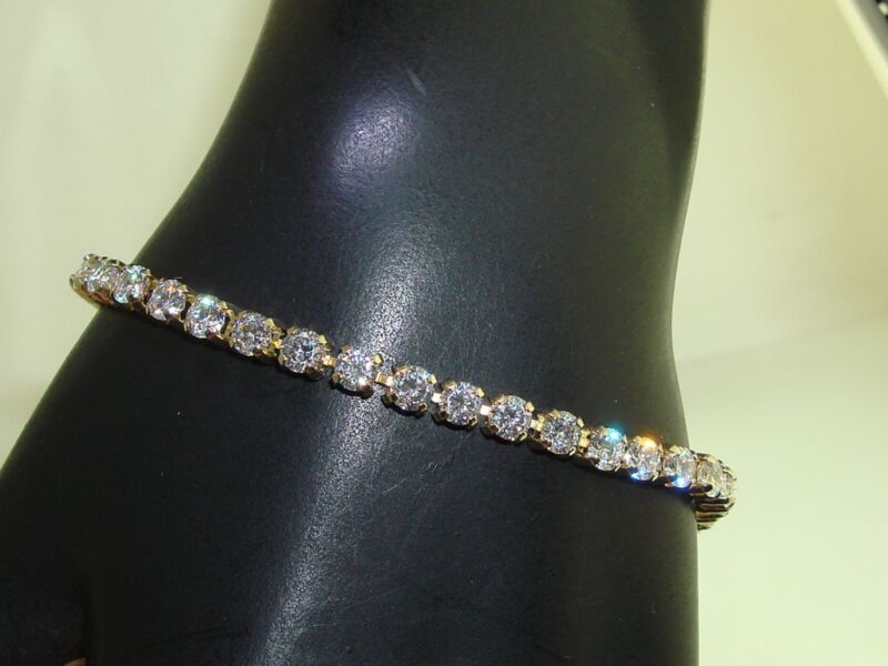 Sterling Silver Vermeil Tennis Bracelet, 5+ Carat CZ