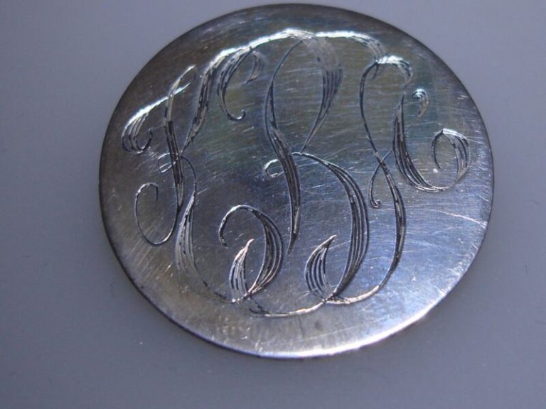 Vintage De Maria sterling silver initial pin engraved KBA