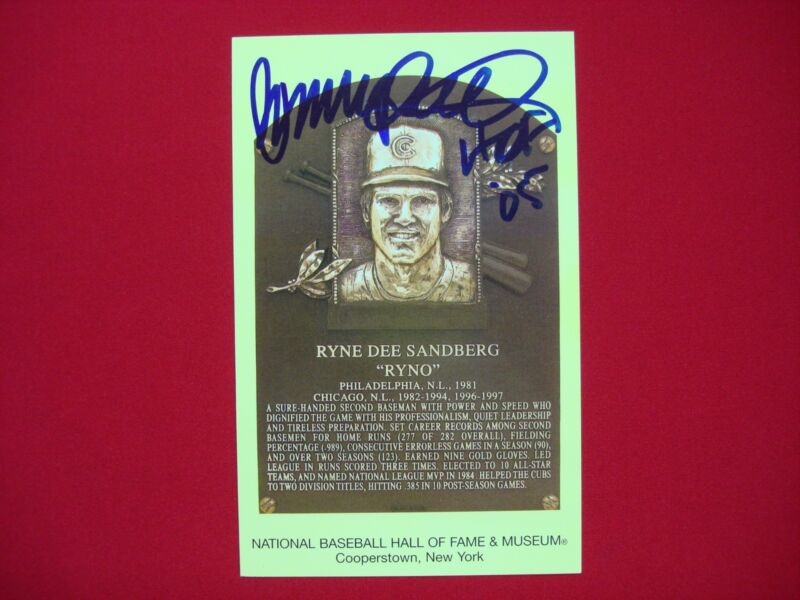Ryne Sandberg Autographed Hall of Fame Postcard (2005, Chicago Cubs)