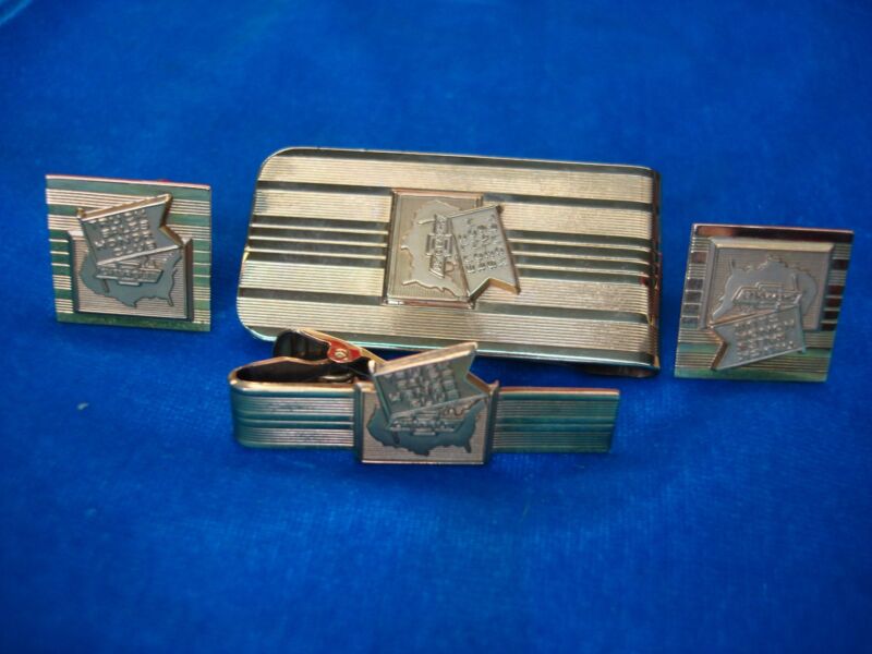 Vintage Chevrolet Truck Sales Honor Club 12K gold-filled cufflink & tie clip set