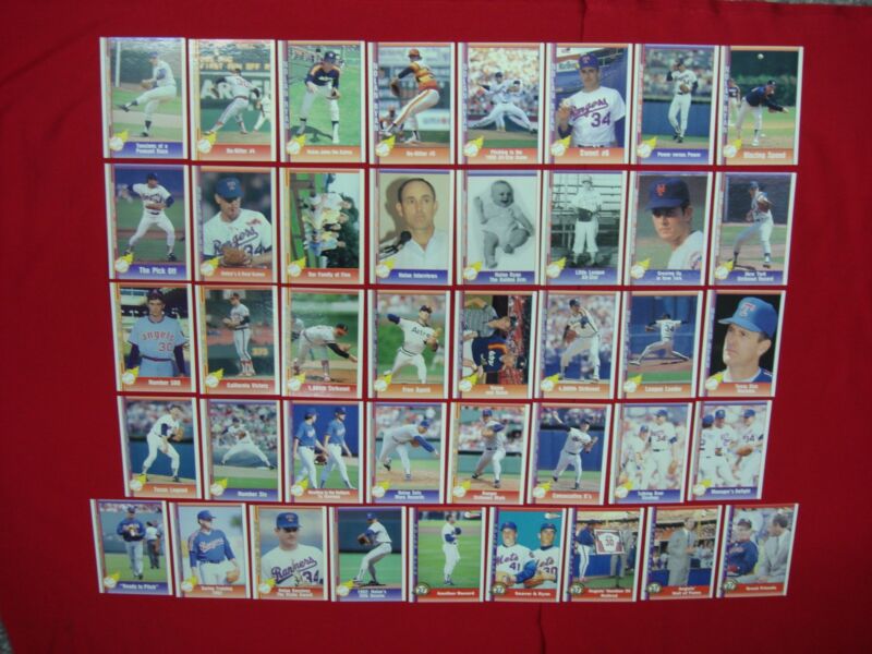 Collection of 41 Nolan Ryan baseball cards from the 1991 Pacific and 1993 Texas Express sets.