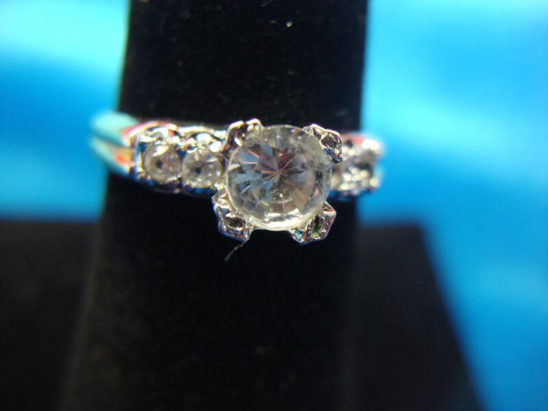 Vintage 10K gold filled and sterling silver diamond ring, size 7 1/2