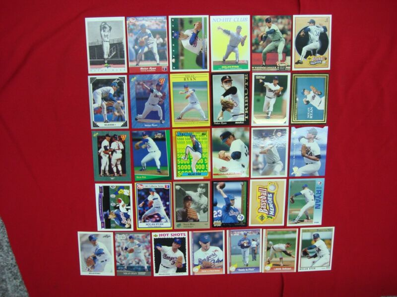 Collection of Nolan Ryan baseball cards from the 1990s
