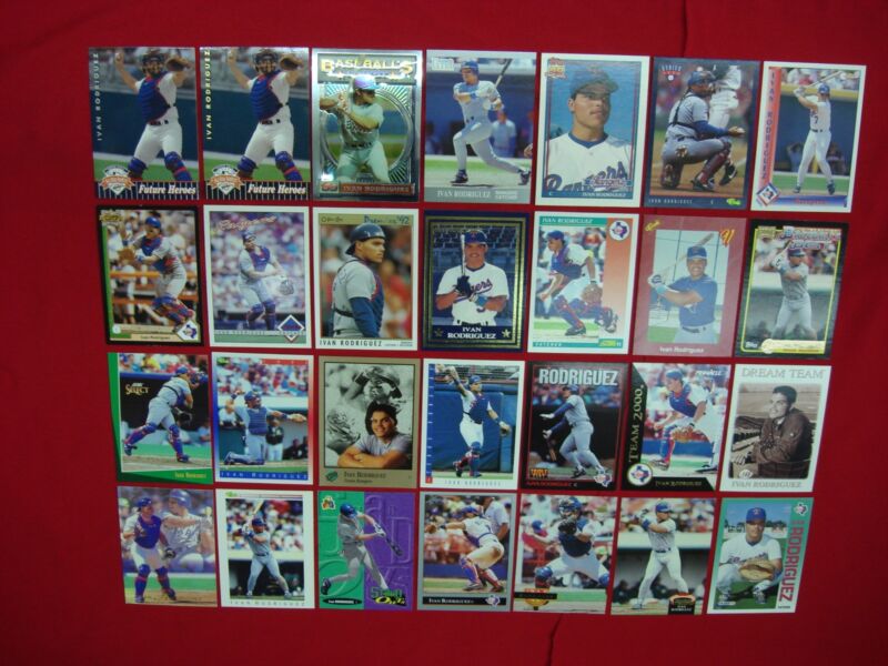 Collection of 28 Ivan Rodriguez baseball cards