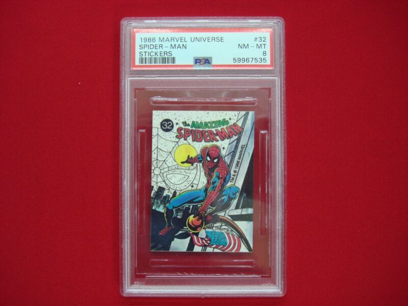 PSA 8 Graded Spider-Man #32 (1986) Marvel Universe Sticker