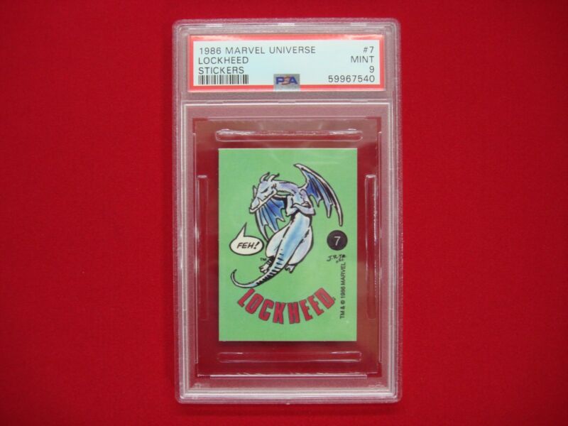 PSA 9 graded Lockheed #7 (1986) Marvel Universe Sticker