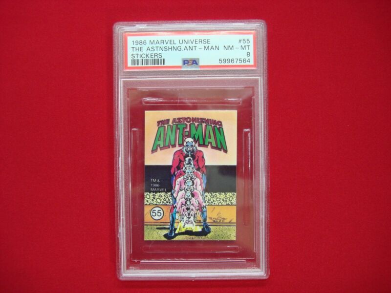 PSA 8 graded The Astonishing Ant-Man #55 Comic Images Marvel Universe Sticker, rare and mint condition