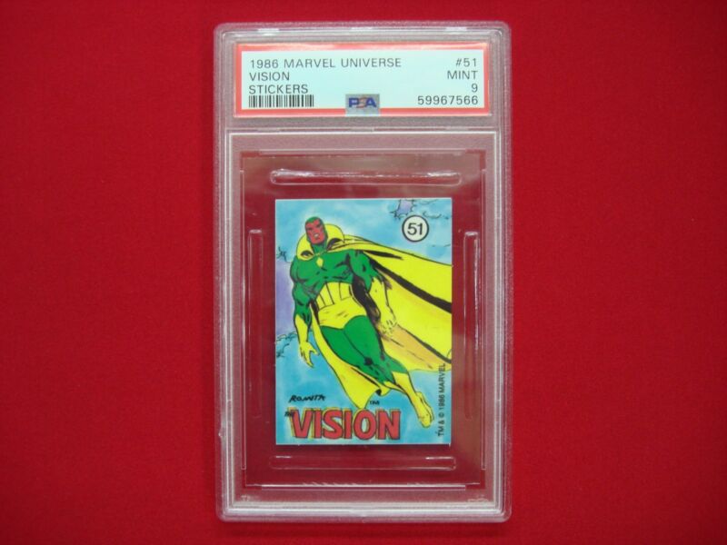 PSA 9 graded Vision #51 (1986) Marvel Universe Sticker