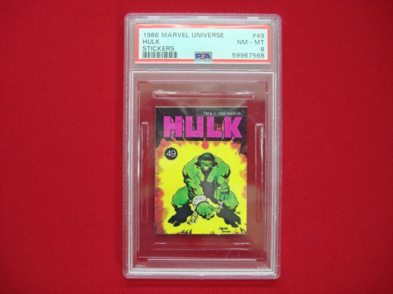 PSA 8 graded Hulk #49 (1986) Marvel Universe Sticker