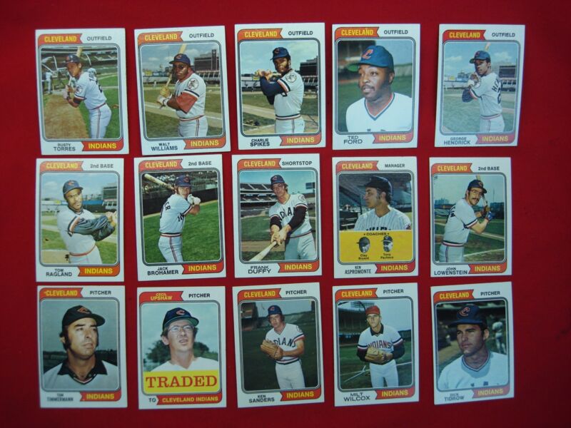 1974 Topps Cleveland Indians baseball cards