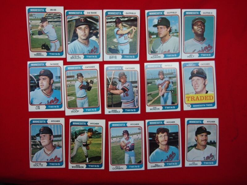 Collection of 1974 Topps Minnesota Twins baseball cards