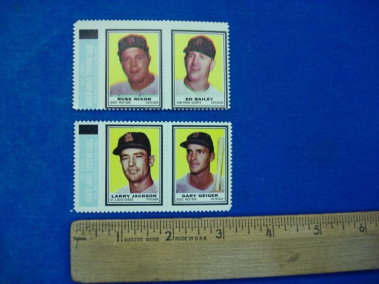 Vintage 1962 Topps Baseball Stamp Panels - Nixon, Bailey, Jackson, Geiger
