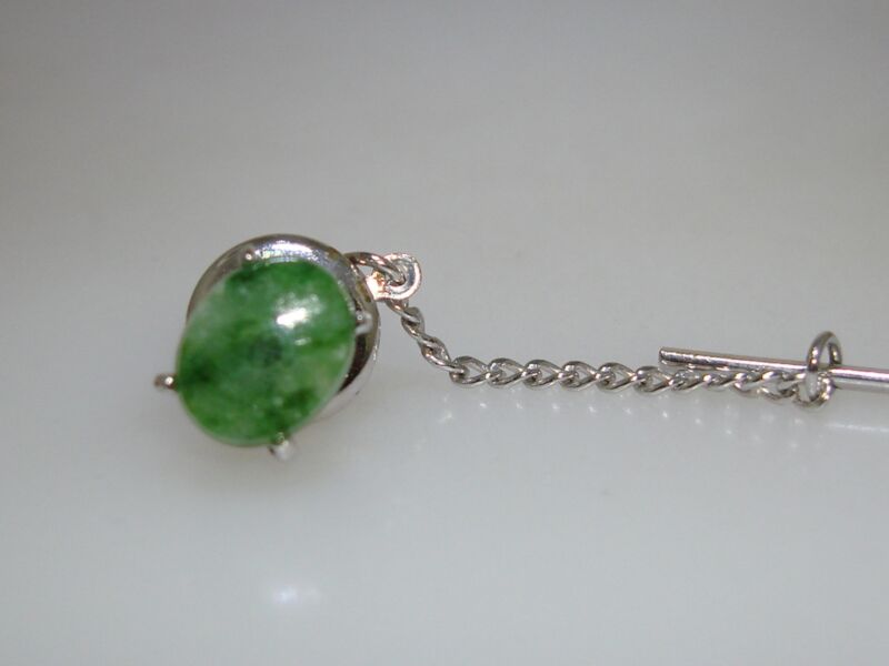 Vintage Anson Sterling Silver Jade Tie Tack