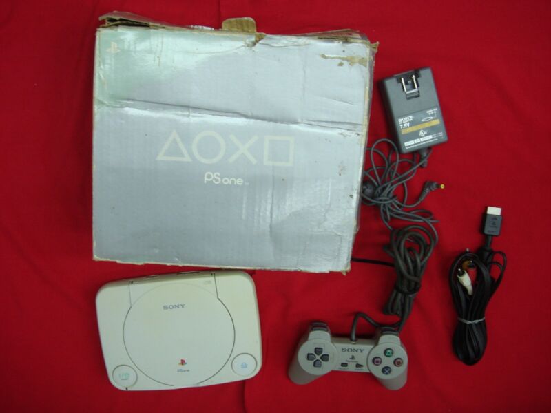 Original Sony PlayStation One (PS1) Console with box, controller, and AC adapter. Tested and working.