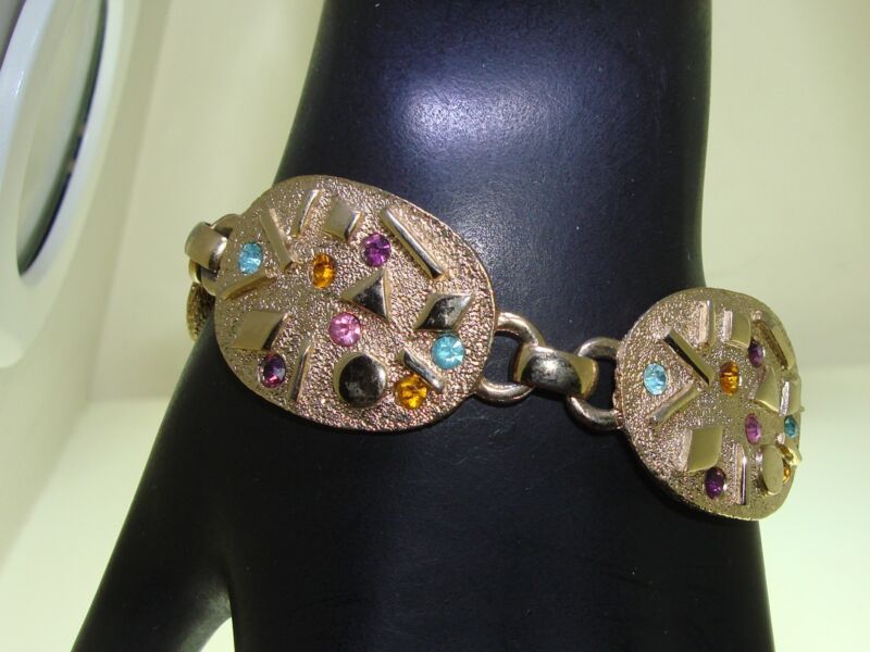 Vintage Sarah Coventry gold-tone rhinestone bracelet from the 1960s