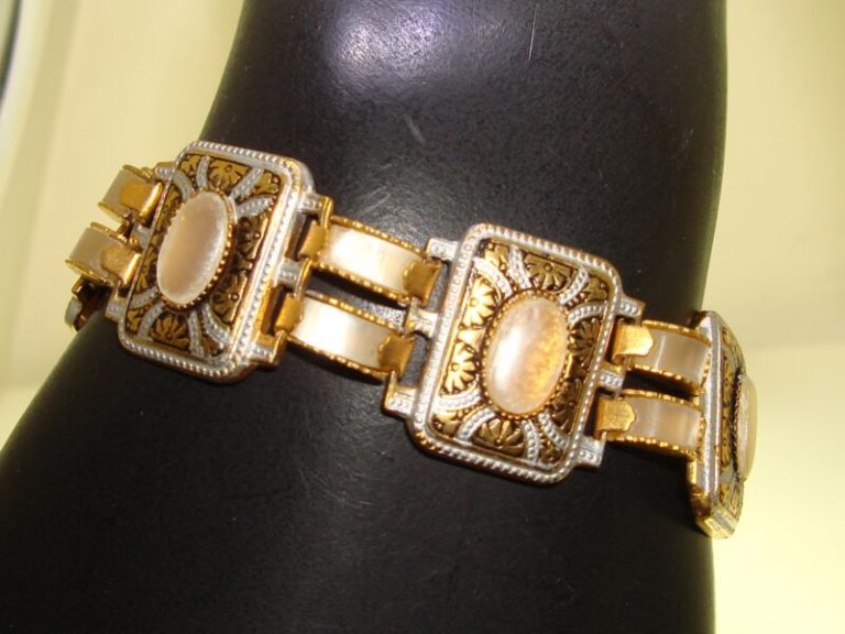 Vintage E Spana Damascus and Mother of Pearl Bracelet
