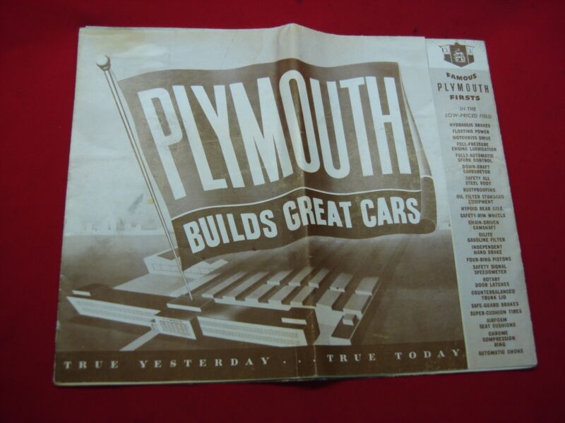 Original 1949 Plymouth sales brochure in excellent condition