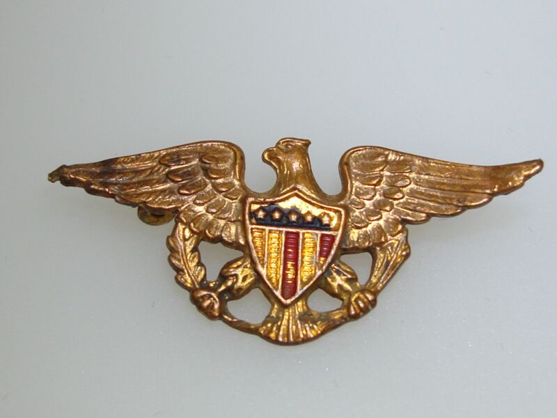 Antique spread winged U.S. Eagle pin with a 5-star shield