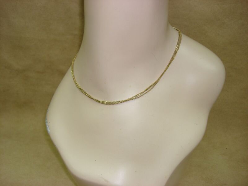 Dainty gold-tone ball bead choker necklace, 3 strands, 16 inches