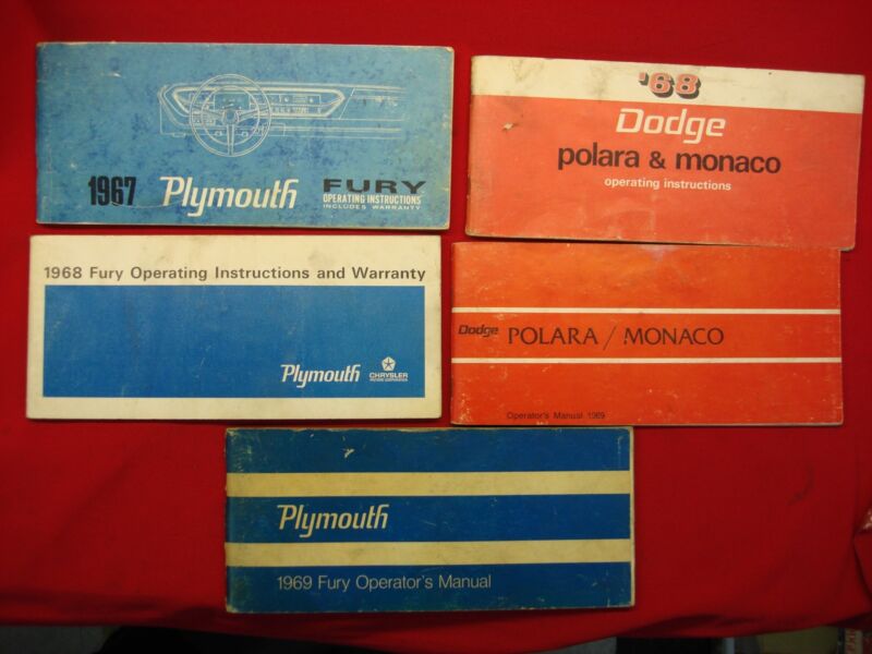 Original owner's manuals for 1967-1969 Plymouth and Dodge vehicles