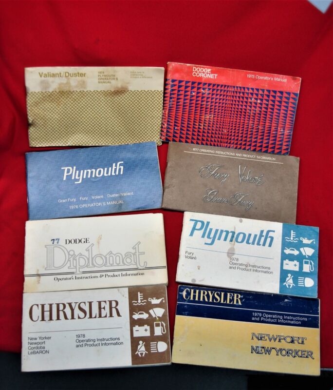 Original set of 8 MOPAR automobile owner's manuals from 1974-1976