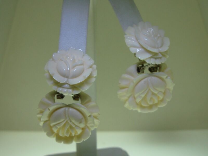 Vintage Lucite Rose Earrings
