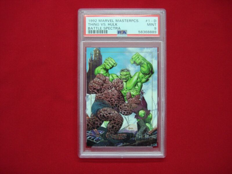 PSA 9 Mint Thing vs Hulk Marvel Masterpieces Battle Spectra #1-D Comic Card - Rare