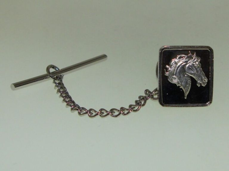 Vintage silver horse head tie tac signed F 81