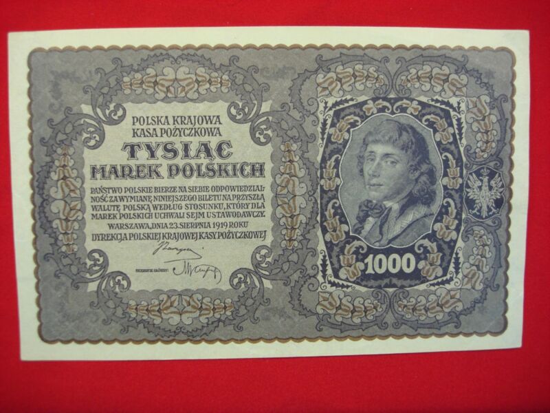 1919 Poland 1000 Marek Banknote