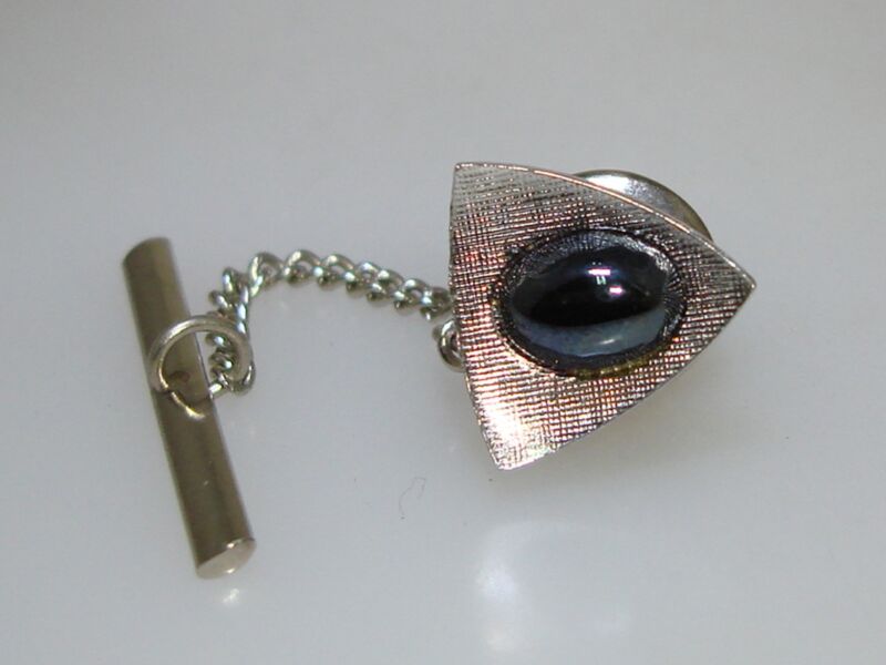 Vintage 1/20 12K white gold filled hematite tie tac