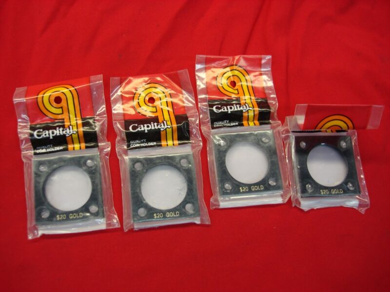 Set of 4 new, sealed Capital Plastics $20 gold coin holders