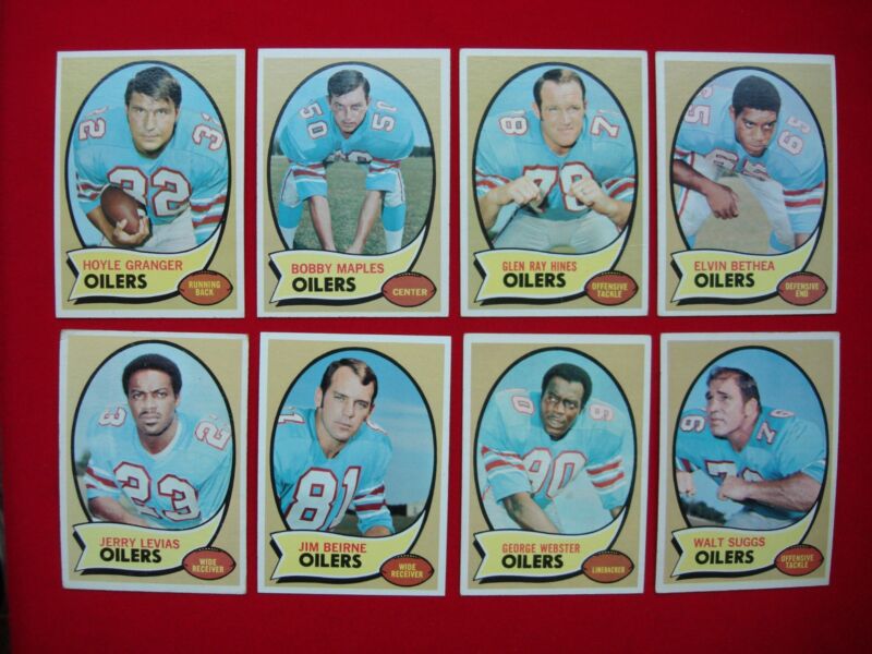 Vintage 1970 Topps Houston Oilers football card lot of 8