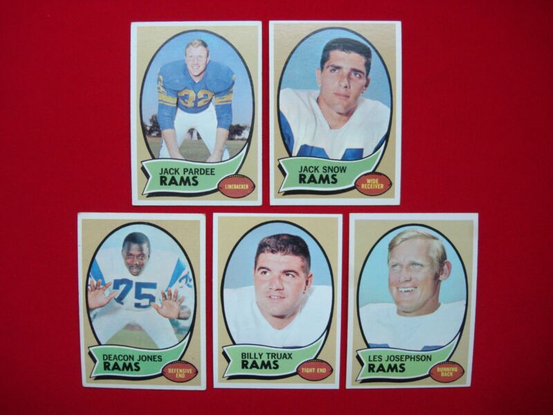 Vintage 1970 Topps Los Angeles Rams Football Card Lot of 5