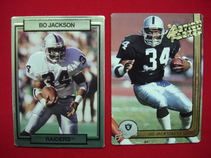 Bo Jackson LA Raiders Football Card Lot - 1990 #128 & 1991 #124