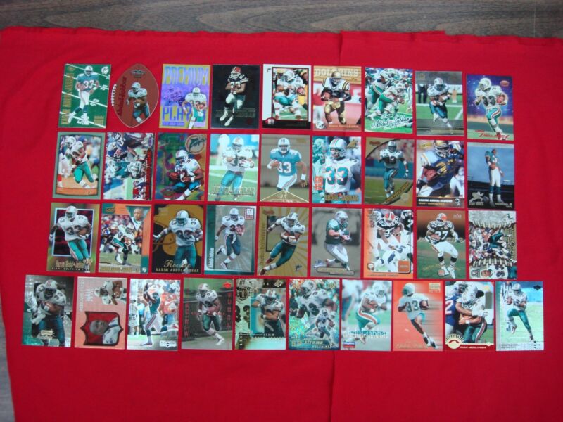 Karim Abdul-Jabbar football card lot with serialized, die-cut, and premium cards.