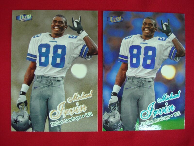 1998 Fleer Ultra Michael Irvin #192 and Gold Medallion Parallel collectible football cards