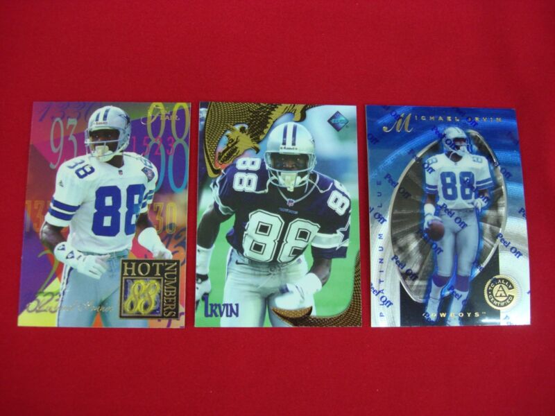 1997 Michael Irvin Totally Certified Platinum Blue & More! 3-Card NFL Collectible Lot