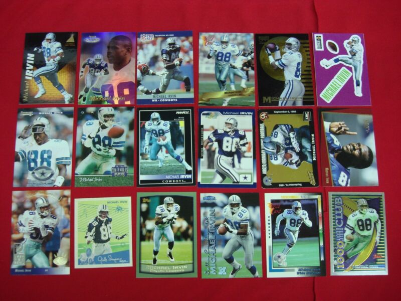 Michael Irvin football card lot of 18 cards