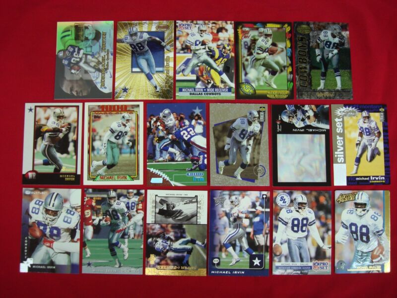 Vintage Michael Irvin Dallas Cowboys Football Card Lot #3 (17 Cards)