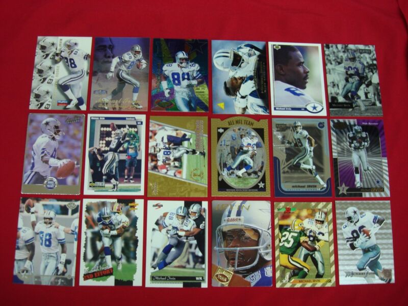 Michael Irvin Dallas Cowboys football card lot of 18 different cards