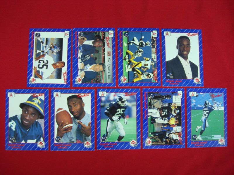 Collection of nine (9) 1991 AW Sports CFL football cards featuring Raghib Ismail