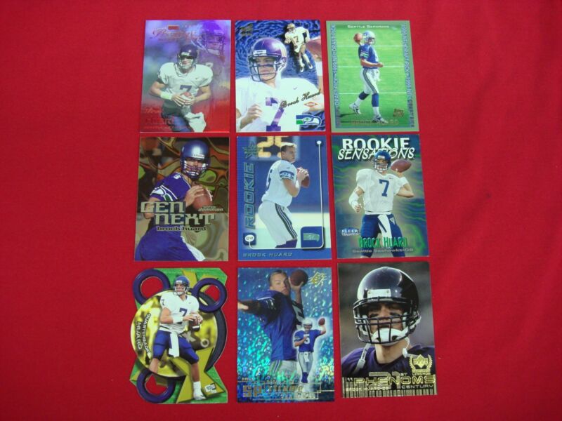 Collection of nine Brock Huard rookie football cards from the Seattle Seahawks, various grades